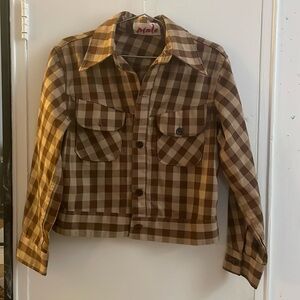 Brown checkered short jacket